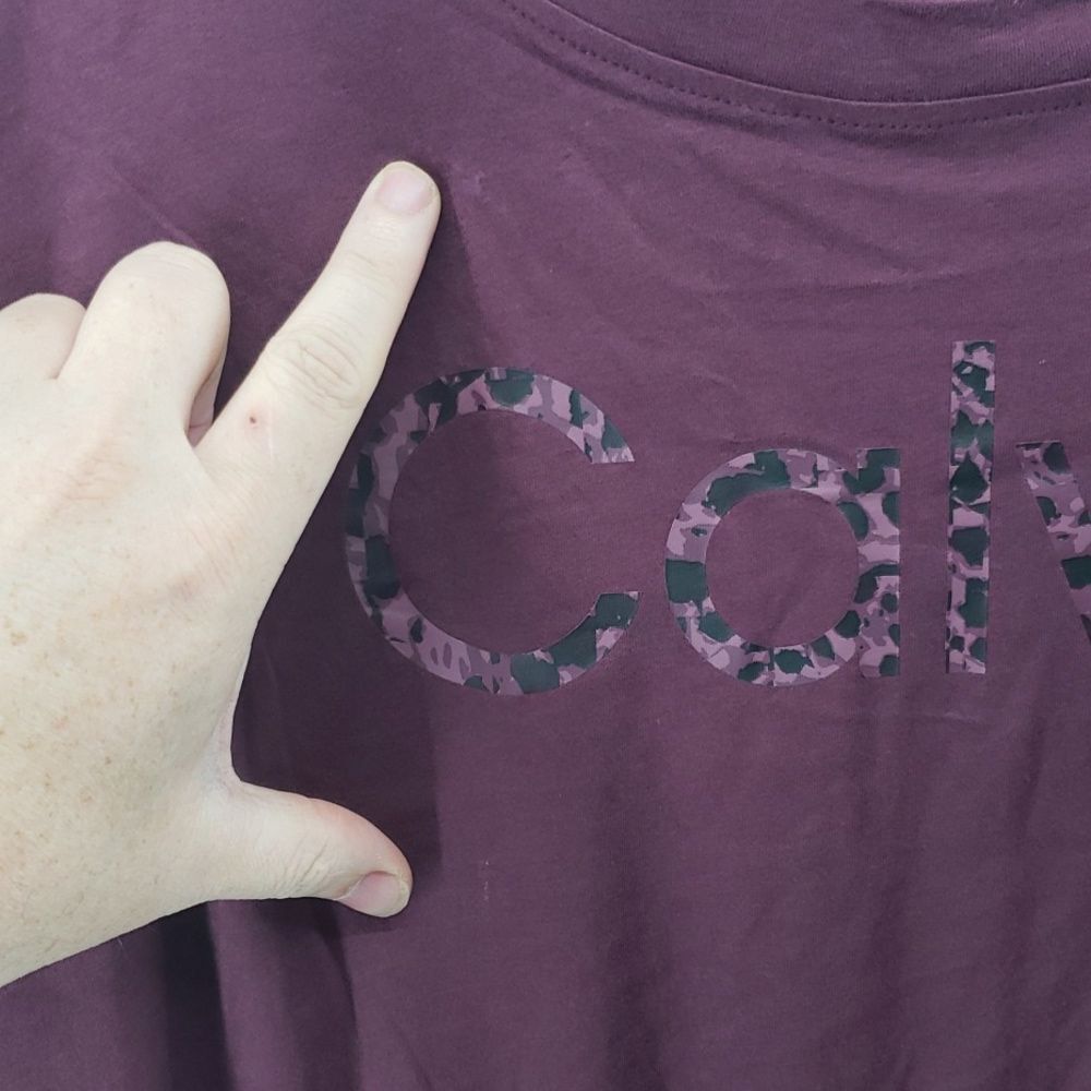 Calvin Klein Performance Women's Logo T-Shirt Purple Size XL *flaw* (AN) - Picture 5 of 10
